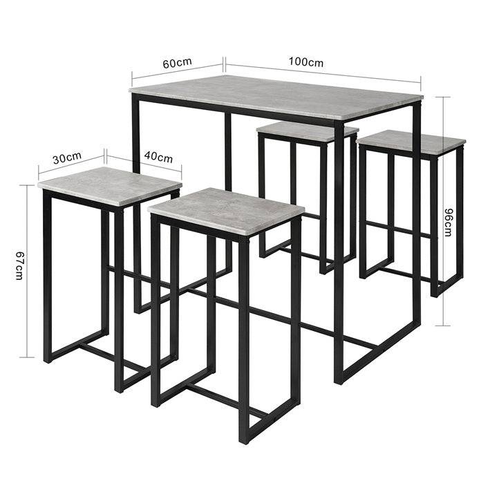 Sobuy SoBuy Bartisch mit 4 Hockern Bartisch set Stehtisch 5-teilig grau OGT15-HG Bis zu 55% Rabatt