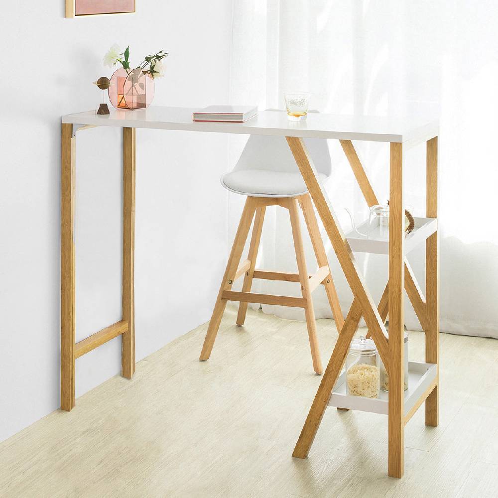 Sobuy SoBuy Design Bartisch Stehtisch Küchentisch Bambus und Weiß FWT56-W Nur noch ein Tag übrig