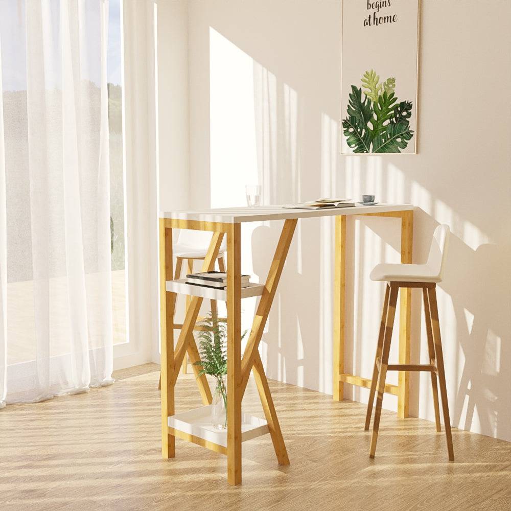 Sobuy SoBuy Design Bartisch Stehtisch Küchentisch Bambus und Weiß FWT56-W Nur noch ein Tag übrig