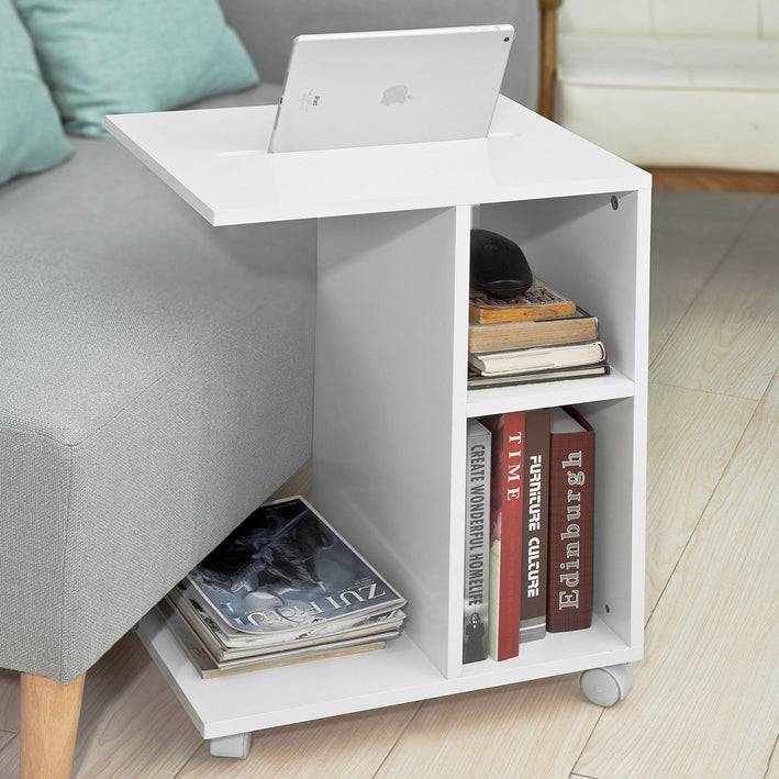 Sobuy SoBuy Beistelltisch für Ipad Sofatisch auf Rollen Zeitungsständer weiß FBT48-W Kostenloser Versand