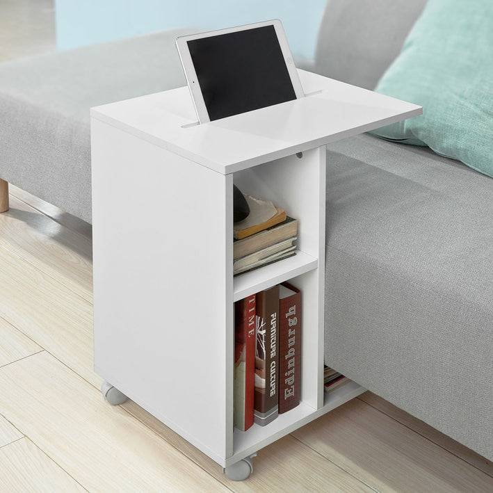 Sobuy SoBuy Beistelltisch für Ipad Sofatisch auf Rollen Zeitungsständer weiß FBT48-W Kostenloser Versand