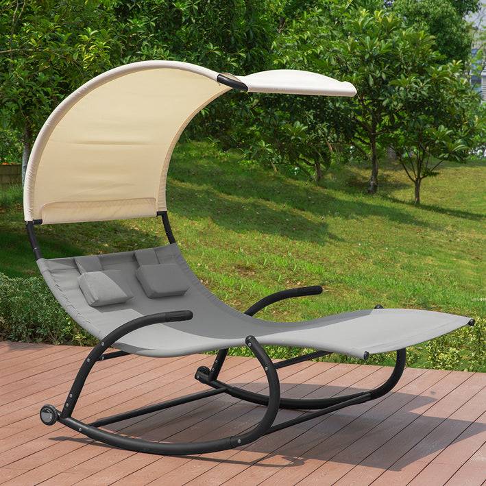 Sobuy SoBuy Schaukelliege für 2 Personen Sonnenliege mit Rollen Gartenbett mit Sonnendach OGS50-HG Große Rabatte