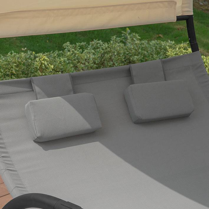 Sobuy SoBuy Schaukelliege für 2 Personen Sonnenliege mit Rollen Gartenbett mit Sonnendach OGS50-HG Große Rabatte