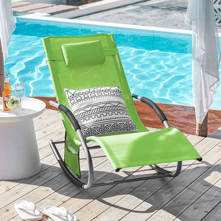 Sobuy SoBuy Gartenliege Sonnenliege mit Tasche Liegestuhl grün OGS28-GR Neuheiten