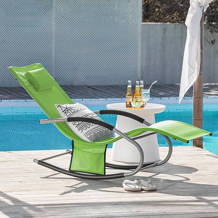 Sobuy SoBuy Gartenliege Sonnenliege mit Tasche Liegestuhl grün OGS28-GR Neuheiten