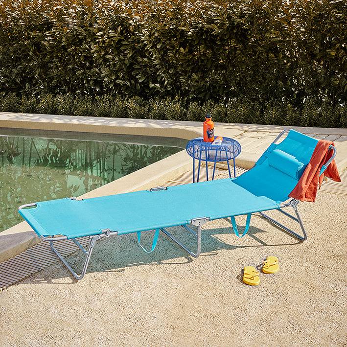Sobuy SoBuy Strandliege Gartenliege Sonnenliege klappbar Blau OGS35-B Räumungsverkauf