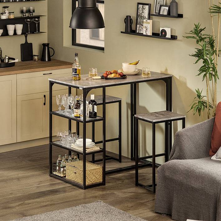 Sobuy SoBuy Bartisch mit 2 Stühlen Bartisch set 3-teilig Esstisch Hellgrau OGT43-HG Kauf eins, bekomm eins gratis