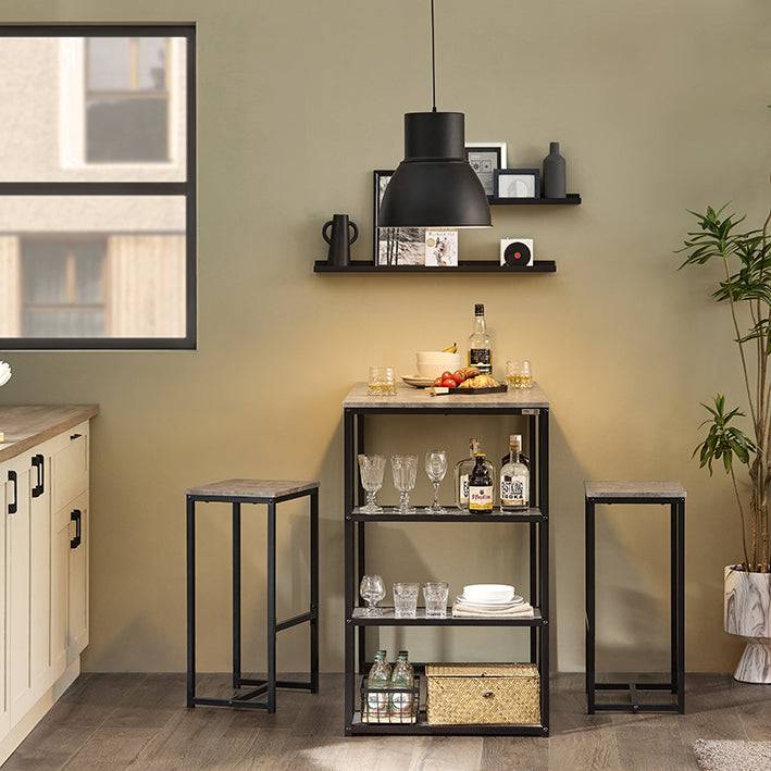 Sobuy SoBuy Bartisch mit 2 Stühlen Bartisch set 3-teilig Esstisch Hellgrau OGT43-HG Kauf eins, bekomm eins gratis
