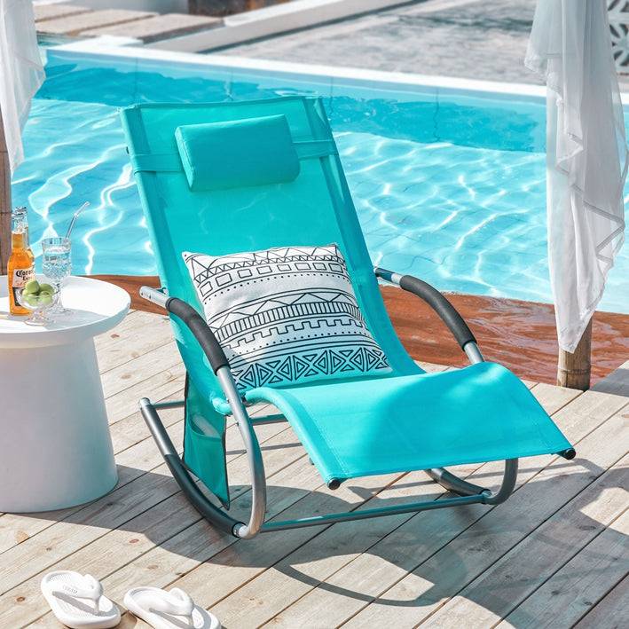 Sobuy SoBuy 2-er Set Gartenliege Sonnenliege mit Tasche Liegestuhl Türkis OGS28-HBx2 VIP-Rabatte