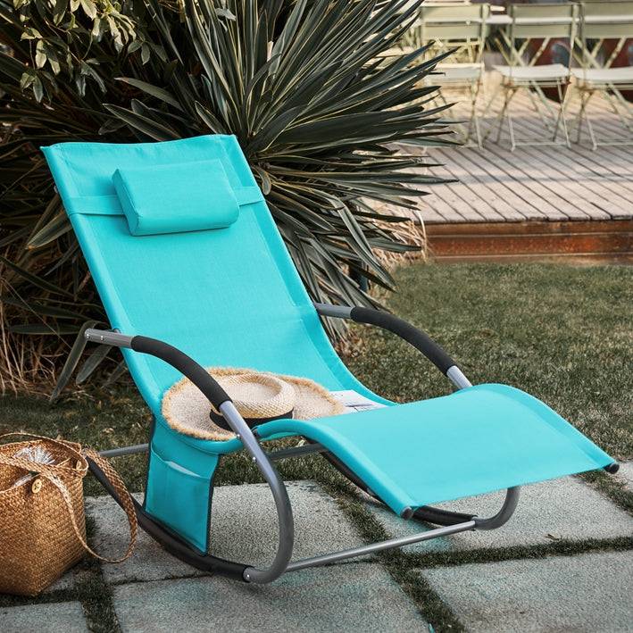 Sobuy SoBuy 2-er Set Gartenliege Sonnenliege mit Tasche Liegestuhl Türkis OGS28-HBx2 VIP-Rabatte