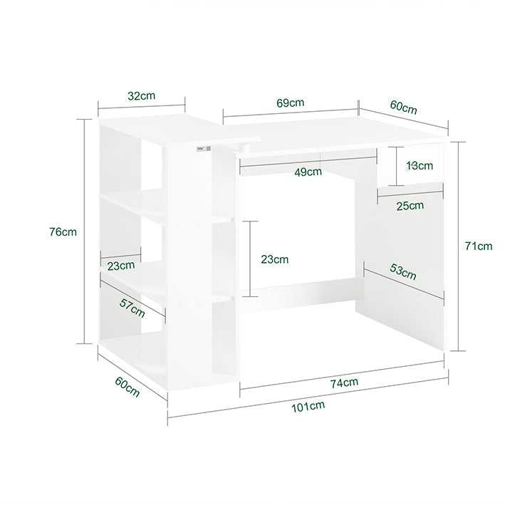 Sobuy SoBuy Schreibtisch Weiß Schreibtisch mit Regal Schreibtisch Kinder FWT35-W Super Rabatt