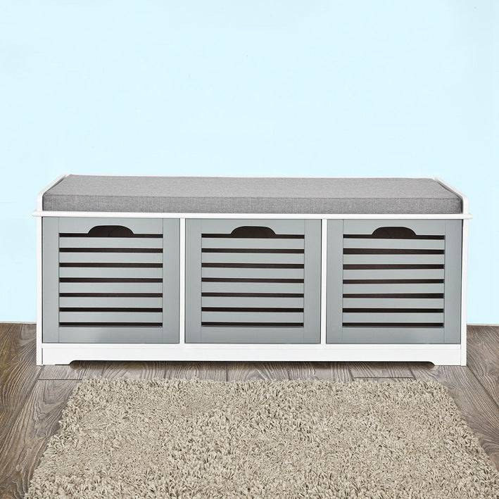 Sobuy SoBuy Schuhbank mit Sitzkissen Schuhtruhe Sitzkommode Grau FSR23-HG Limitierter Zeitrabatt