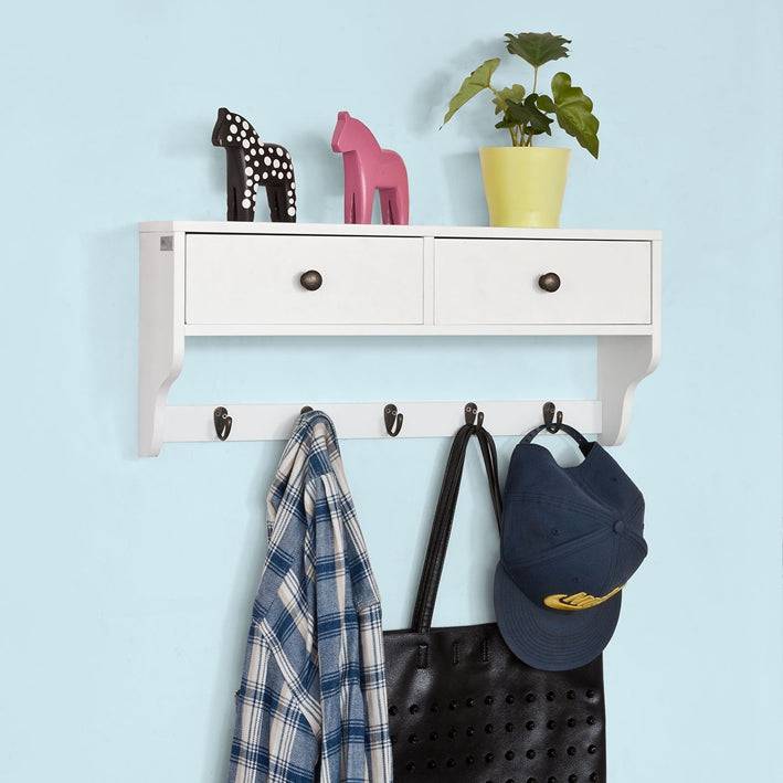Sobuy SoBuy Wandgarderobe Hängeregal mit Schubladen Weiß FRG178-W Sonderangebot