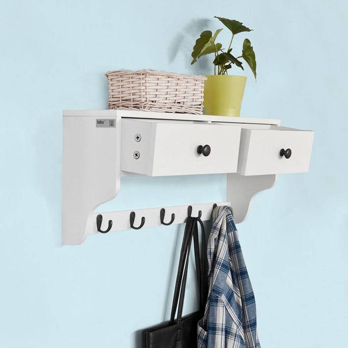 Sobuy SoBuy Wandgarderobe Hängeregal mit Schubladen Weiß FRG178-W Sonderangebot