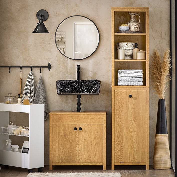 Sobuy SoBuy Badschrank mit Wäschesack Hochschrank Badregal Wäscheschrank Dunkelnatur BZR95-SN Letzte 3 Tage