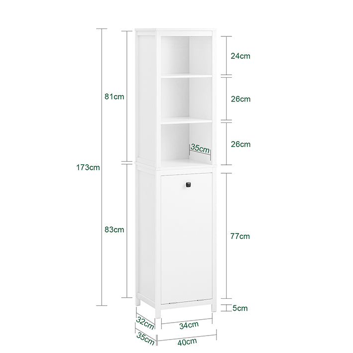 Sobuy SoBuy Badschrank mit Wäschesack Hochschrank Badregal Wäscheschrank Weiß BZR95-W JETZT KAUFEN