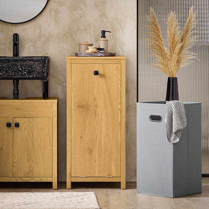 Sobuy SoBuy Wäscheschrank mit Wäschetruhe Wäschesammler Badschrank Wäschesack Dunkelnatur BZR96-SN Neueste Stile
