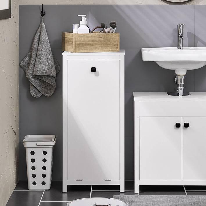 Sobuy SoBuy Wäscheschrank mit Wäschetruhe Wäschesammler Badschrank Wäschesack Weiß BZR96-W Letzte 2 Tage
