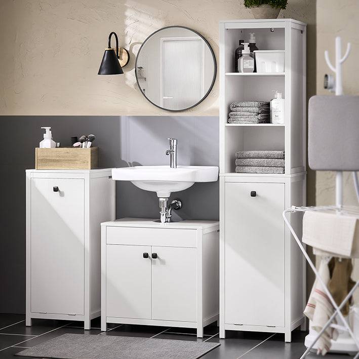 Sobuy SoBuy Wäscheschrank mit Wäschetruhe Wäschesammler Badschrank Wäschesack Weiß BZR96-W Letzte 2 Tage