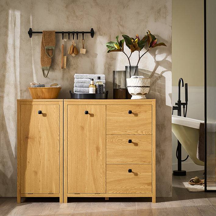 Sobuy SoBuy Wäscheschrank mit Wäschesack Badschrank Wäschekorb Badkommode Dunkelnatur BZR97-SN Letzter Tag