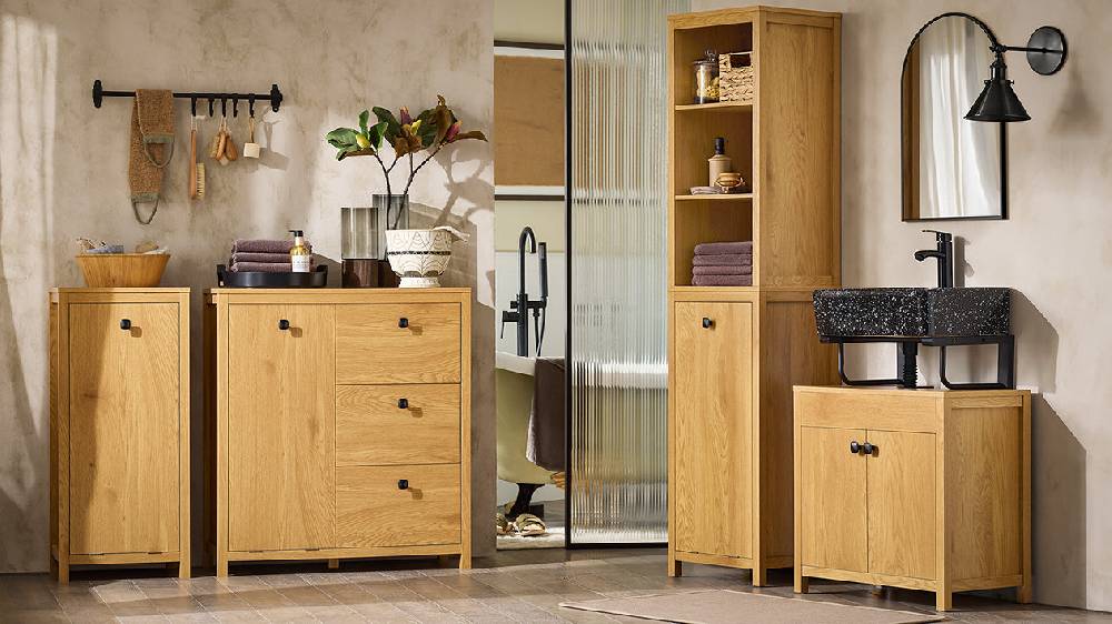 Sobuy SoBuy Wäscheschrank mit Wäschesack Badschrank Wäschekorb Badkommode Dunkelnatur BZR97-SN Letzter Tag