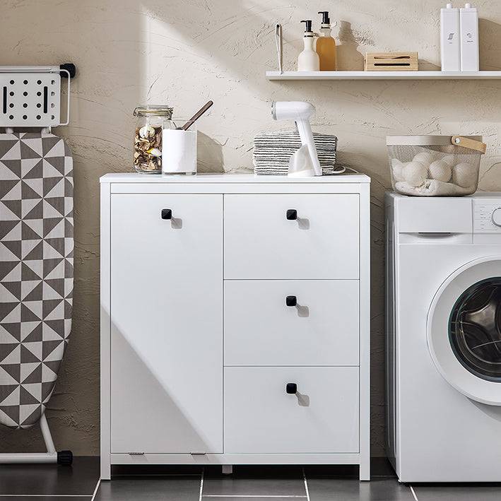 Sobuy SoBuy Wäscheschrank mit Wäschesack Badschrank Wäschekorb Badkommode Weiß BZR97-W Zeitbegrenzte Promotion