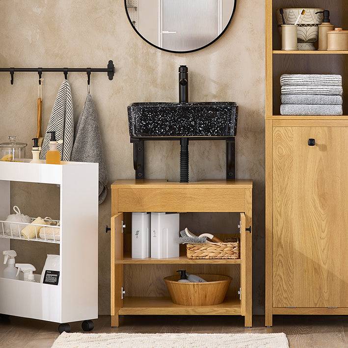 Sobuy SoBuy Waschbeckenunterschrank| Badezimmerschrank Waschtisch Dunkelnatur BZR98-SN Bis zu 65% Rabatt