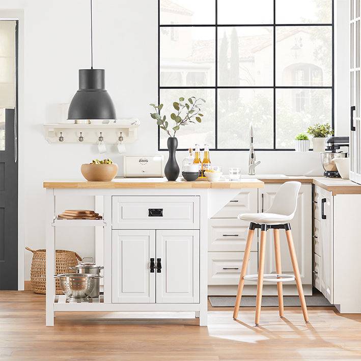 Sobuy SoBuy Kücheninsel Küchenschrank Sideboard Bartisch Esstisch Weiß-Natur KNL06-WN Fabrikladen