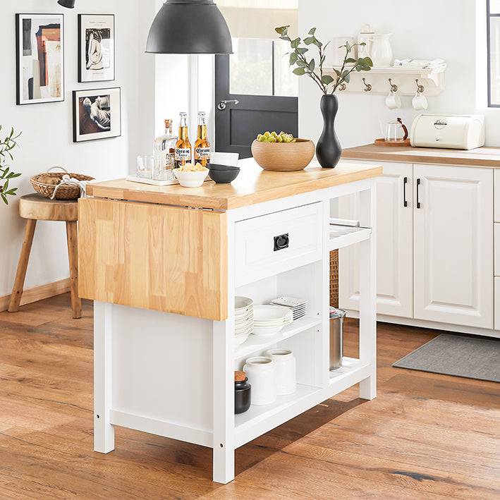 Sobuy SoBuy Kücheninsel Küchenschrank Sideboard Bartisch Esstisch Weiß-Natur KNL06-WN Fabrikladen