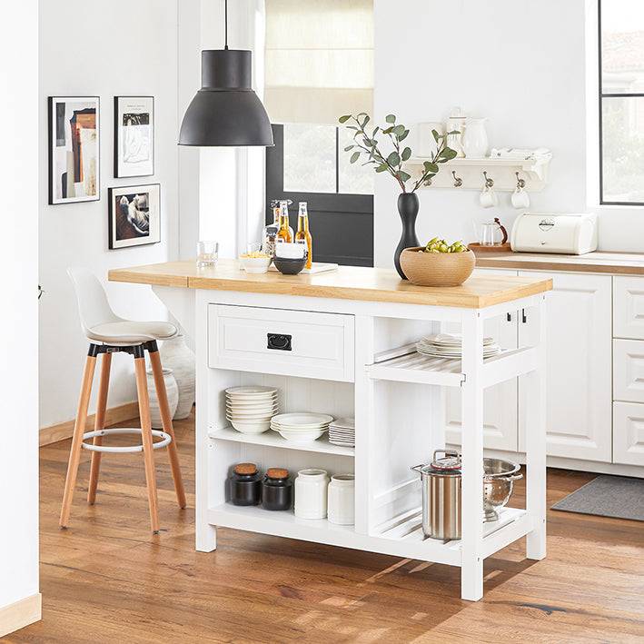 Sobuy SoBuy Kücheninsel Küchenschrank Sideboard Bartisch Esstisch Weiß-Natur KNL06-WN Fabrikladen