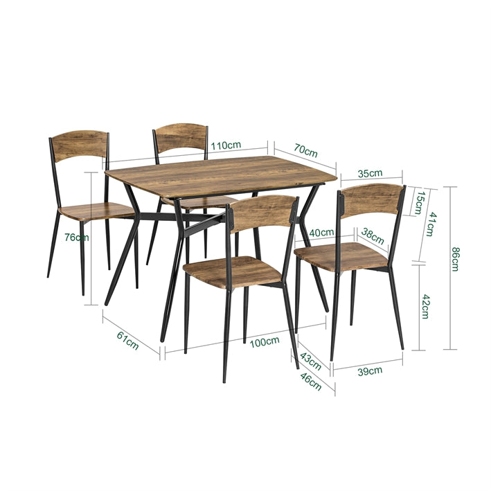 Sobuy SoBuy 5-teilig Esstisch mit 4 Stühlen Bistrotisch Sitzgruppe Küchentisch Vintgae Braun OGT49-F 50% Rabatt für begrenzte Zeit