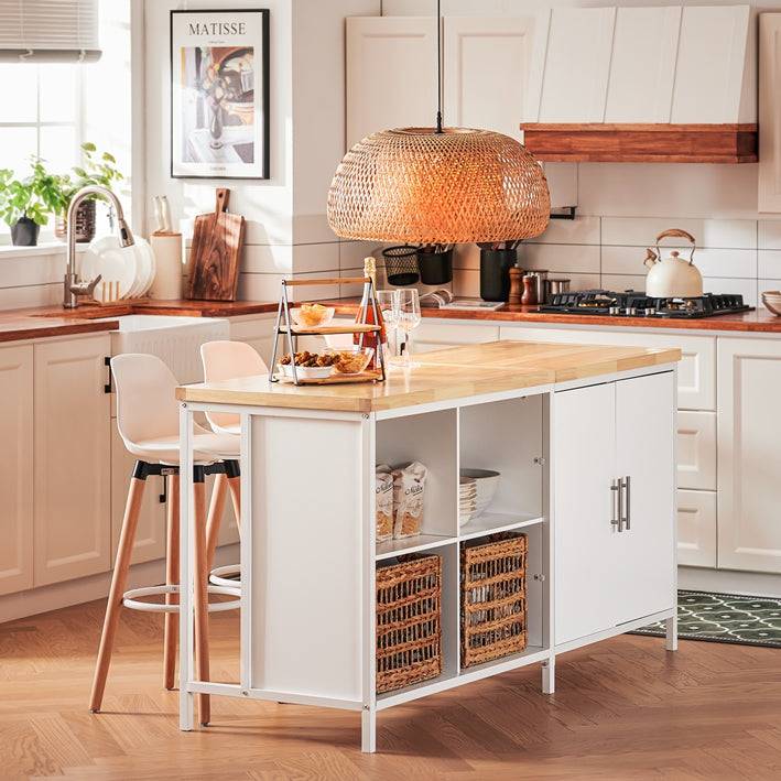 Sobuy SoBuy Kücheninsel Sideboard Küchenschrank Kommode Bartisch Weiß-Natur KNL09-WN Rabatte dieses Monats