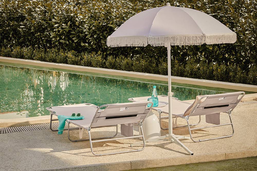 Sobuy SoBuy Strandliege Gartenliege Sonnenliege klappbar Beige OGS35-MIx2 Weihnachtsangebot