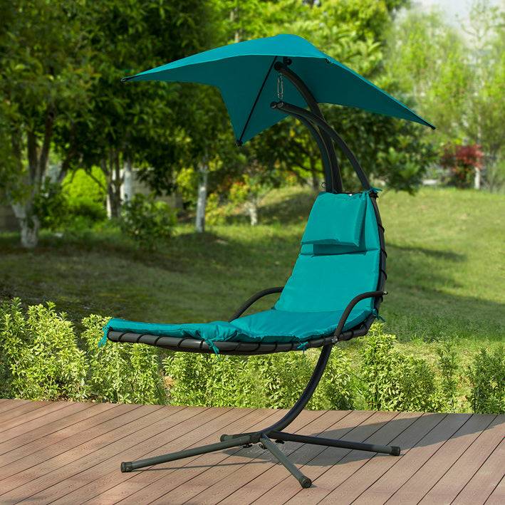 Sobuy SoBuy Gartenschaukel Schwebeliege mit Sonnenschir Sonnenliege türkis OGS39-TB Lagerräumung