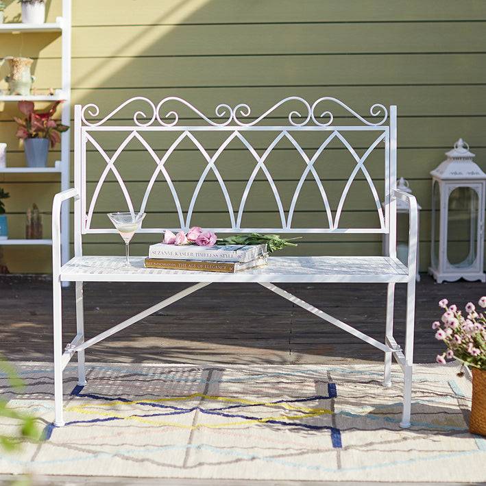 Sobuy SoBuy Gartenbank Sitzbank Gartenmöbel Metall OGT45-W Blitzangebot