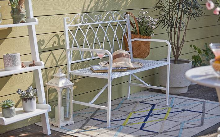 Sobuy SoBuy Gartenbank Sitzbank Gartenmöbel Metall OGT45-W Blitzangebot