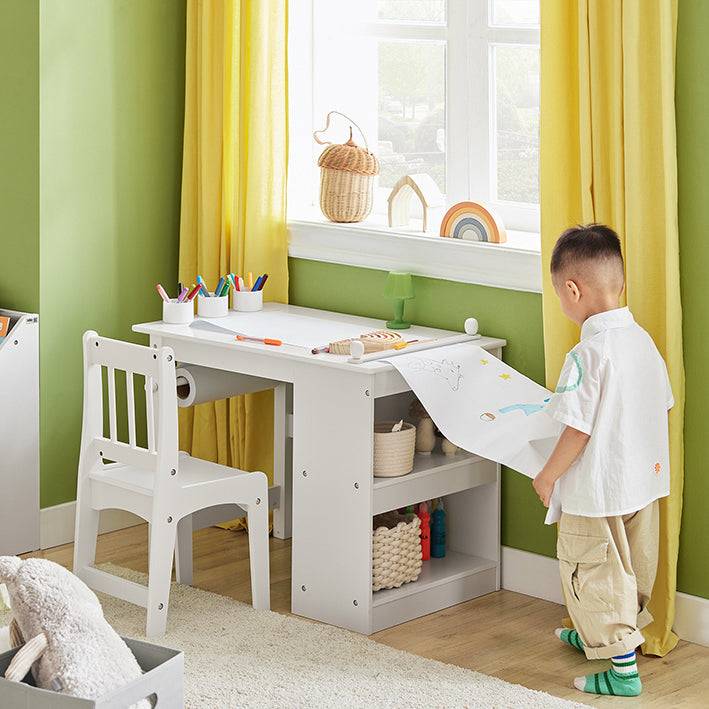 Sobuy SoBuy Kindertisch mit 1 Stuhl Kindersitzgruppe Maltisch für Kinder Weiß| KMB60-W Saisonale Angebote