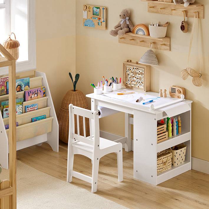 Sobuy SoBuy Kindertisch mit 1 Stuhl Kindersitzgruppe Maltisch für Kinder Weiß| KMB60-W Saisonale Angebote
