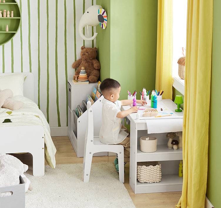 Sobuy SoBuy Kindertisch mit 1 Stuhl Kindersitzgruppe Maltisch für Kinder Weiß| KMB60-W Saisonale Angebote