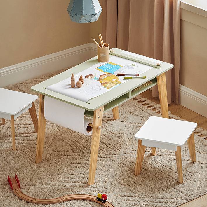 Sobuy SoBuy Kindertisch mit 2 Stühlen Kindersitzgruppe Maltisch Kinder Spieltisch Weiß-Grün KMB92-GR Riesige Ersparnisse