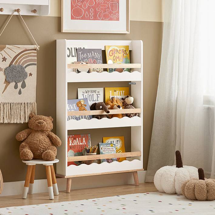 Sobuy SoBuy Kinderregal Bücherregal Wandregal Aufbewahrungsregal mit 3 Ablagen Weiß KMB77-W Wochenangebot