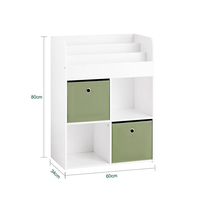 Sobuy SoBuy Kinderbücherregal mit 2 Stoffboxen Spielzeugregal Aufbewahrungsregal für Kinder KMB79-W Kostenlose Rückgabe
