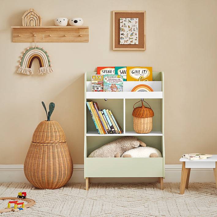 Sobuy SoBuy Kinderregal Bücherregal Aufbewahrungsregal für Kinder Weiß-Grün KMB90-GR Neueste Stile