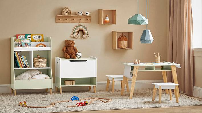Sobuy SoBuy Kinderregal Bücherregal Aufbewahrungsregal für Kinder Weiß-Grün KMB90-GR Neueste Stile