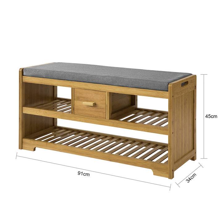 Sobuy SoBuy Sitzbank mit Sitzfläche Schuhbank mit 2 Ablagen und Schublade Bambus FSR75-N Kostenloser Versand international