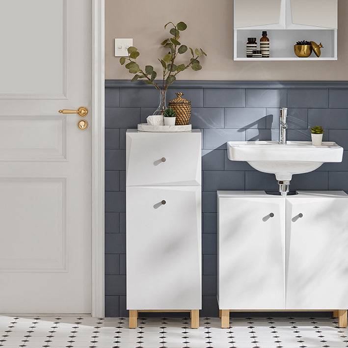 Sobuy SoBuy Wäscheschrank mit Wäschesack Wäschesammler Wäschekorb Weiß BZR93-W 50% Rabatt für begrenzte Zeit