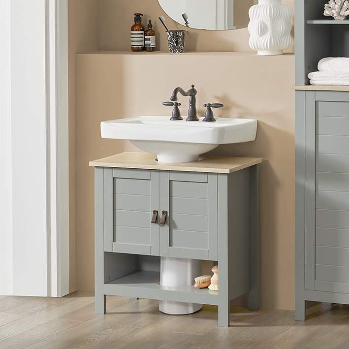 Sobuy SoBuy Waschbeckenunterschrank Badschrank Waschtisch Hellgrau BZR69-II-HG Fabrik Onlineshop