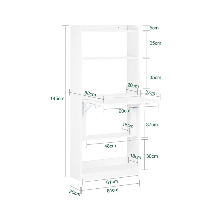 Sobuy SoBuy Klapptisch mit 5 Ablagen Schreibtisch klappbar Computertisch Arbeitstisch Weiß FWT92-H-W Flash Sale