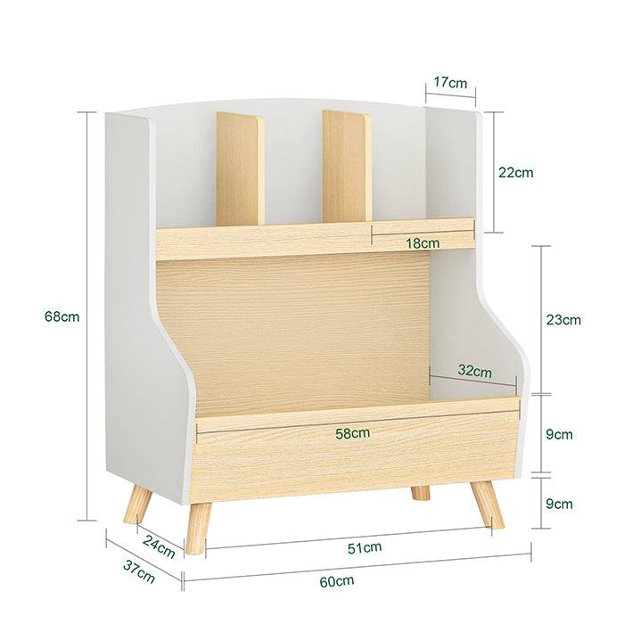 Sobuy SoBuy Kinderbücherregal Spielzeugtruhe Aufbewahrungsregal Kinderzimmer Grau/Natur KMB105-HG Weihnachtsangebot