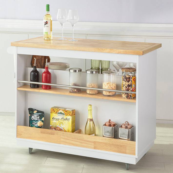 Sobuy SoBuy Kücheninsel Küchenschrank Küchenwagen Weiß-Natur FKW107-WN Räumungsverkauf